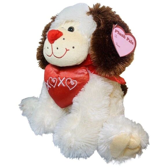 White Brown Floppy Ears Puppy Dog Soft Plush Pals Stuffed Valentine’s Toy 17” - Picture 3 of 5